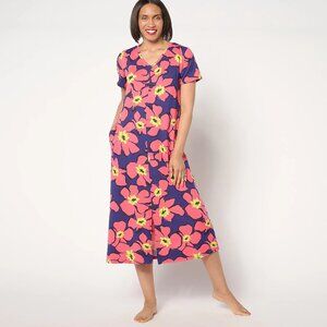 New Stan Herman Pink, Purple & Yellow Floral Maxi Dress sz SMALL Orig$60+Tax